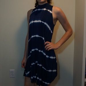 Blue and White Midi Tie-Dye Dress